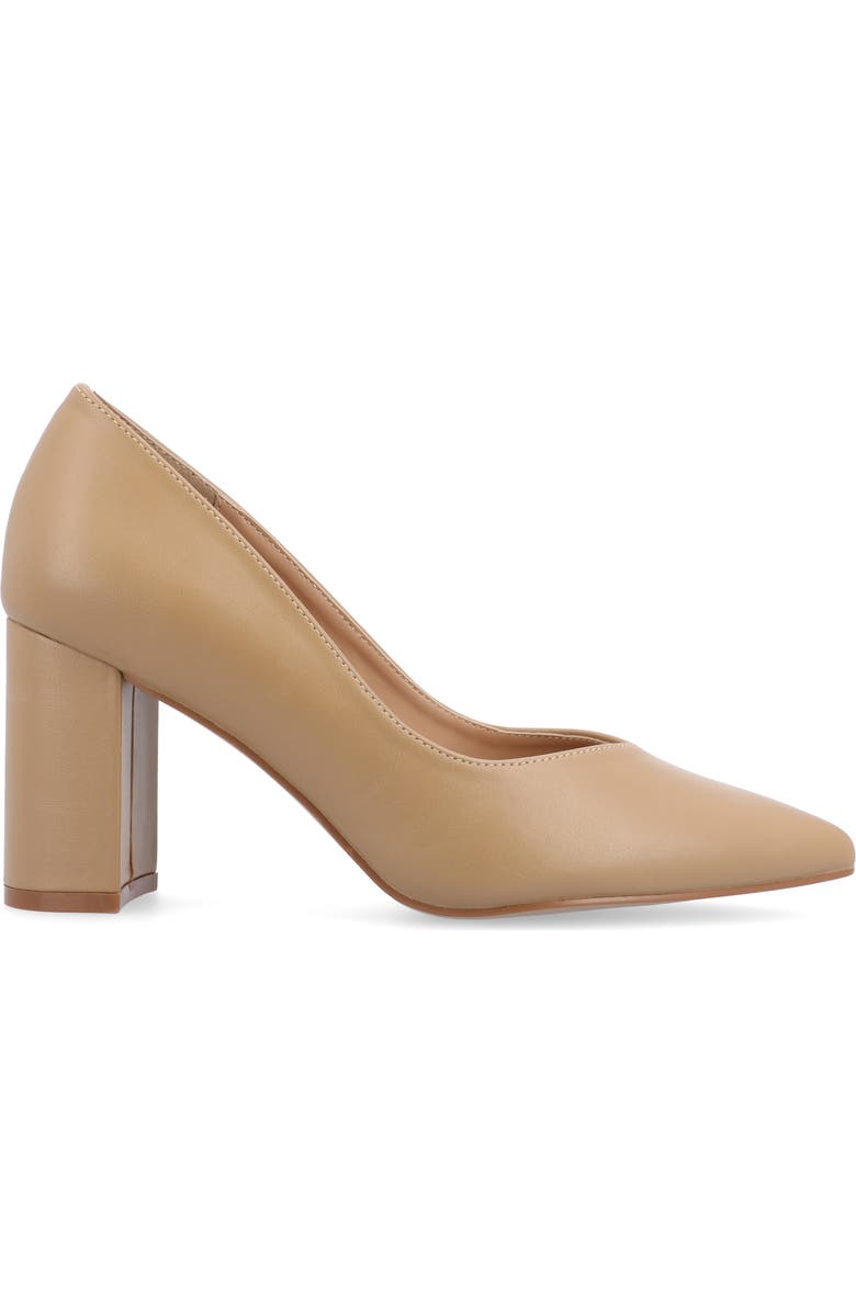 Journee Collection Simonne SuperNatural Shades Block Heel Pointed Toe Pump - Wide Width, Alternate, color, Honey