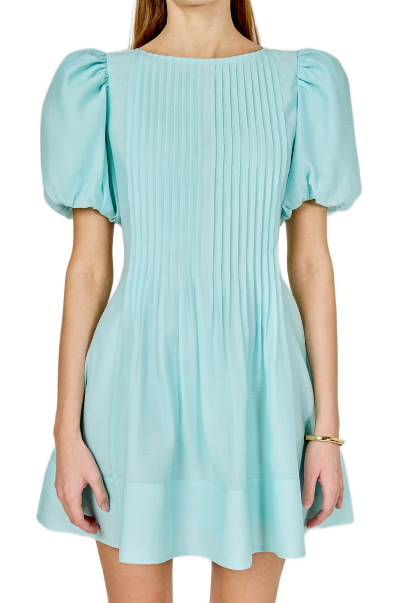 Endless Rose Puff Sleeve Minidress, Alternate, color, Aqua