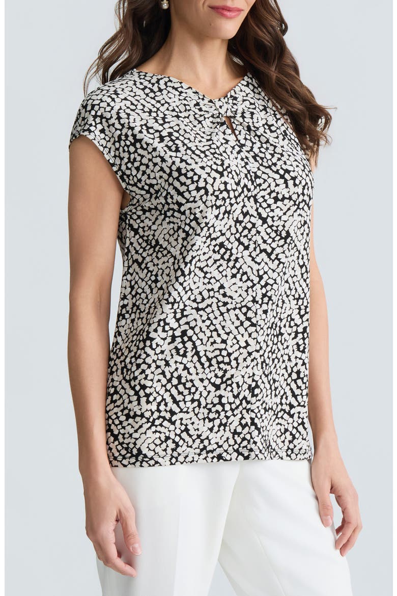 Dot Print Scrunch Neck Knit Top, Alternate, color, BLACK MULTI