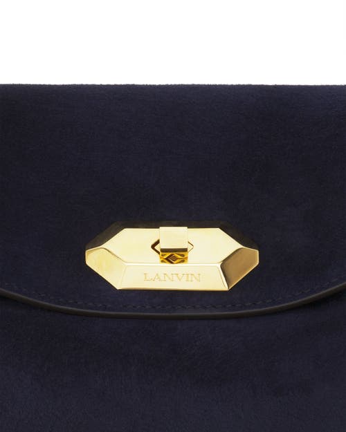Lanvin Compagnon Asymmetrical Bag In Suede In Blue