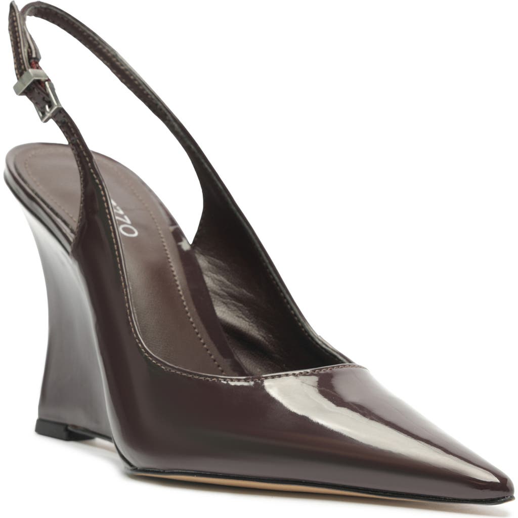 Arezzo Rowen Slingback Pointed Toe Wedge Pump In Brown