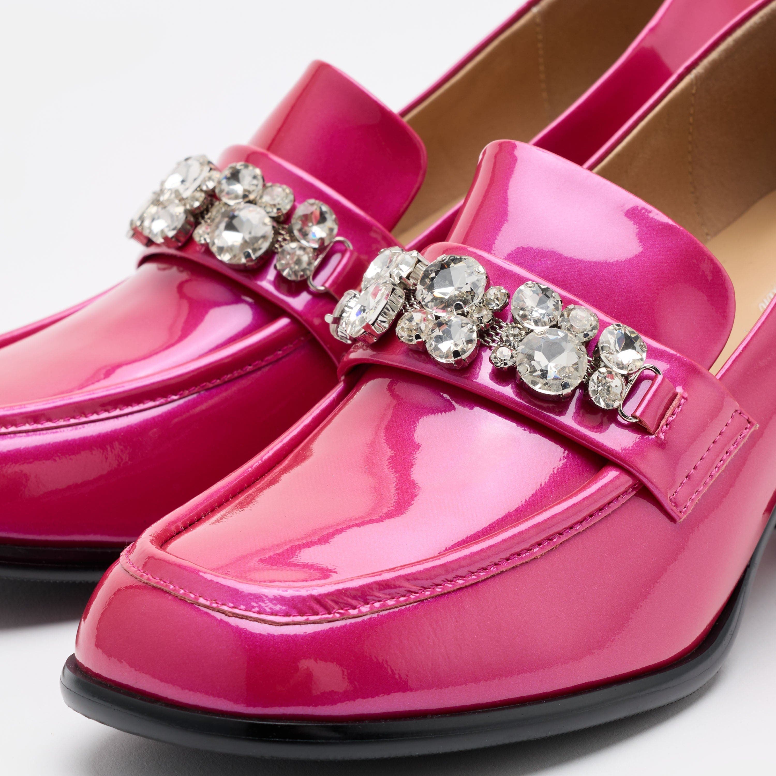 Margot Leather Penny Loafer Block Pumps, Alternate, color, Magenta