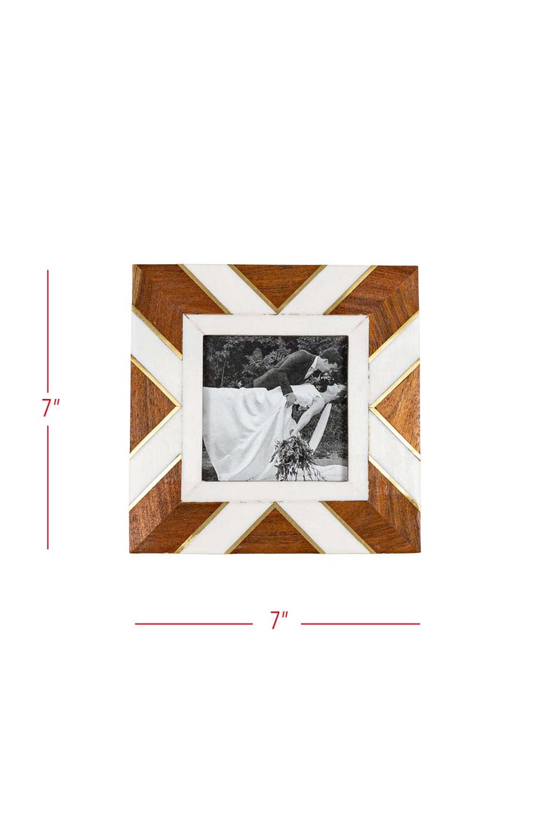 Foreside Home and Garden 4x6 Inch Pieced Geometric Picture Frame Acacia Wood, MDF, Resin, & Glass, Alternate, color, Brown