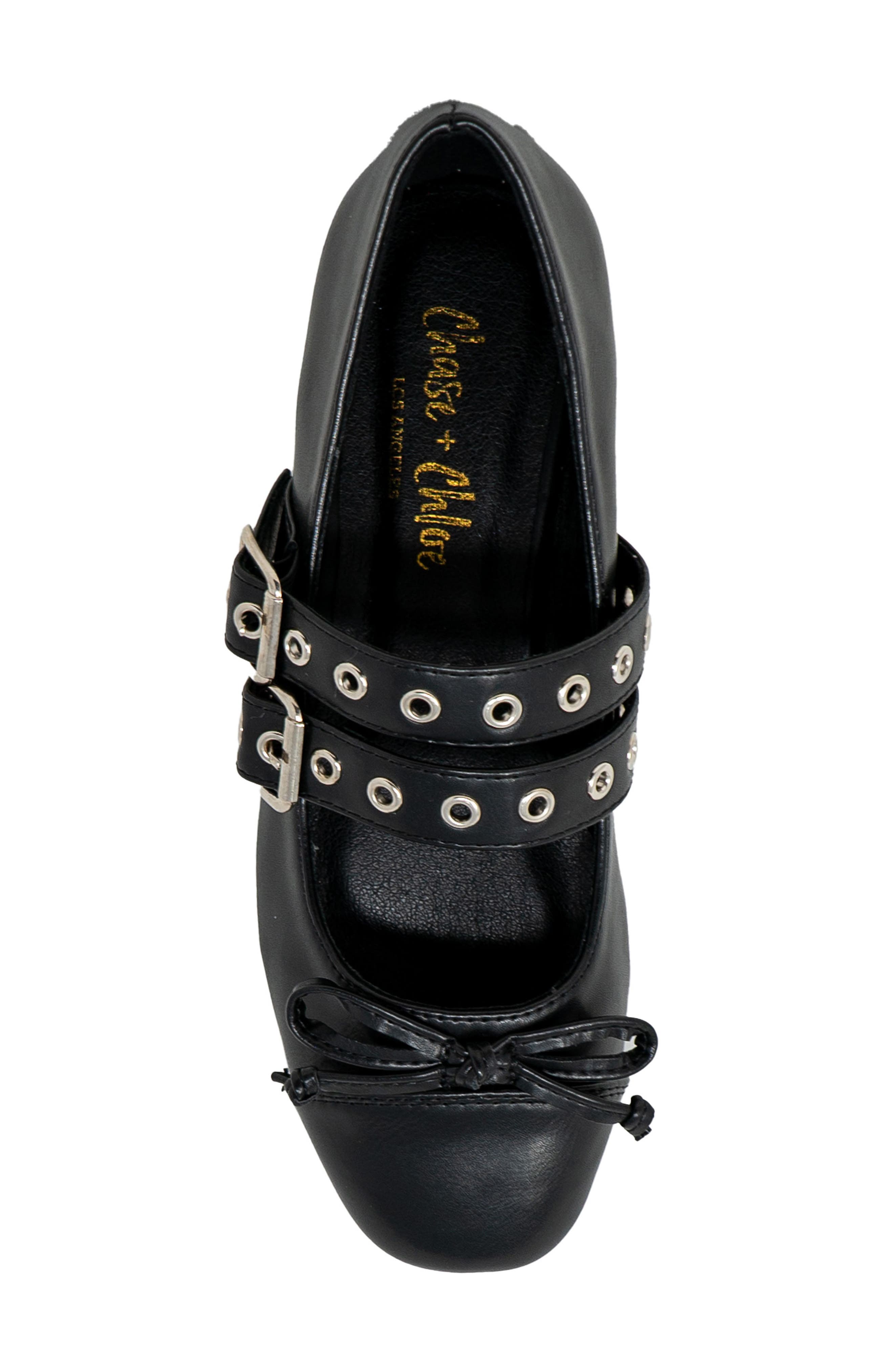 CHASE AND CHLOE Double Moto Belt Strap Ballet Flat, Alternate, color, 