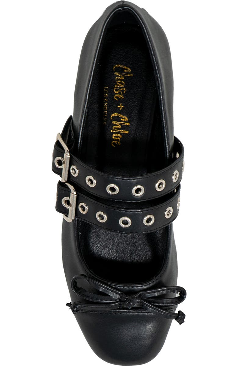 CHASE AND CHLOE Double Moto Belt Strap Ballet Flat, Alternate, color,