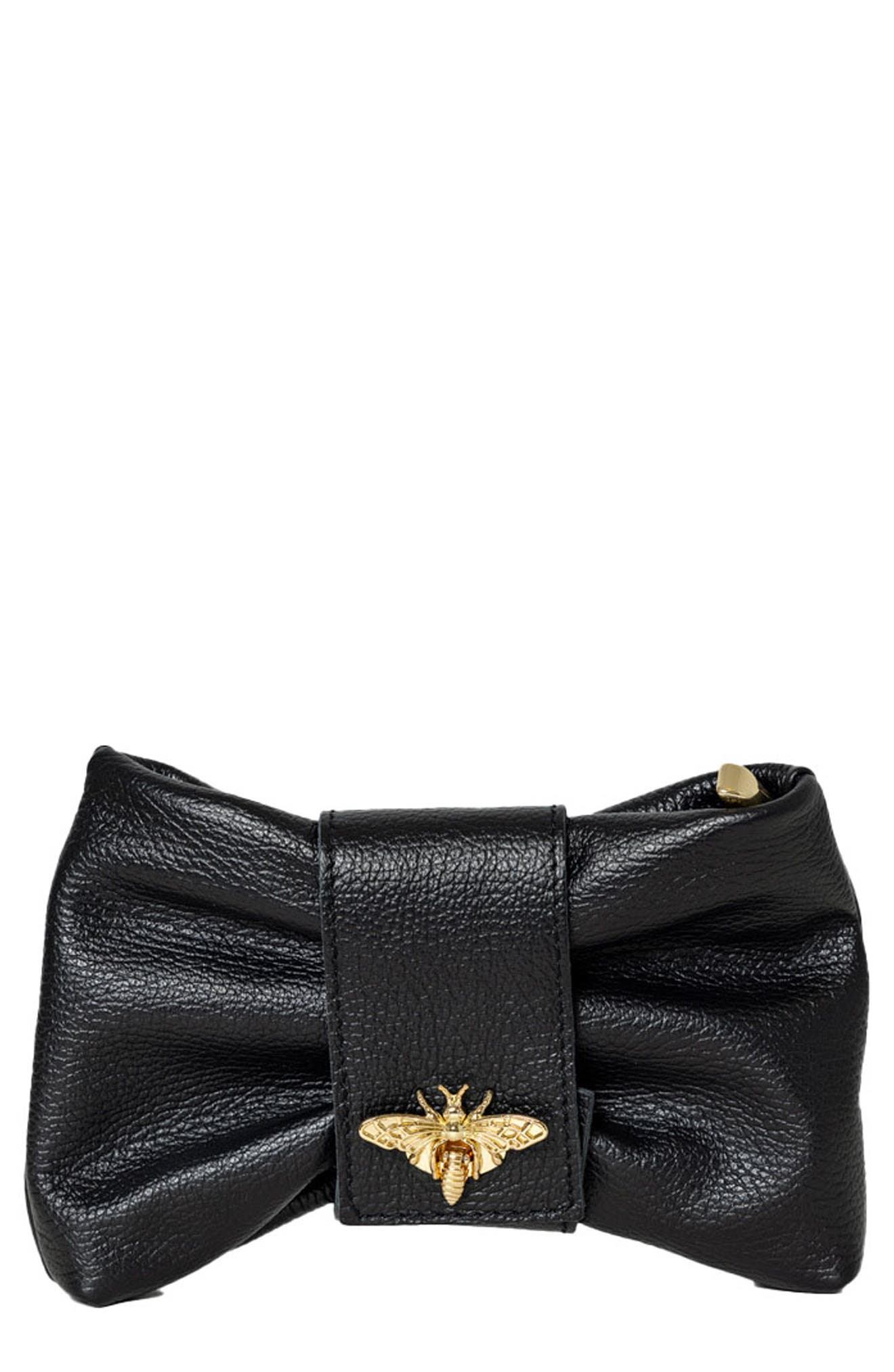 Persaman New York Bee Bow Leather Clutch