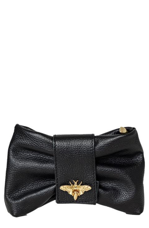 Bee Bow Leather Clutch