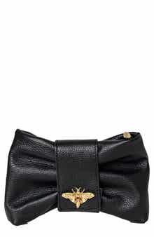 Persaman New York Bee Bow Leather Clutch