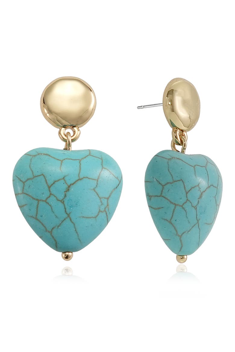 Stone Heart Drop Earrings, Main, color, TURQUOISE