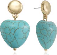 Ettika Stone Heart Drop Earrings