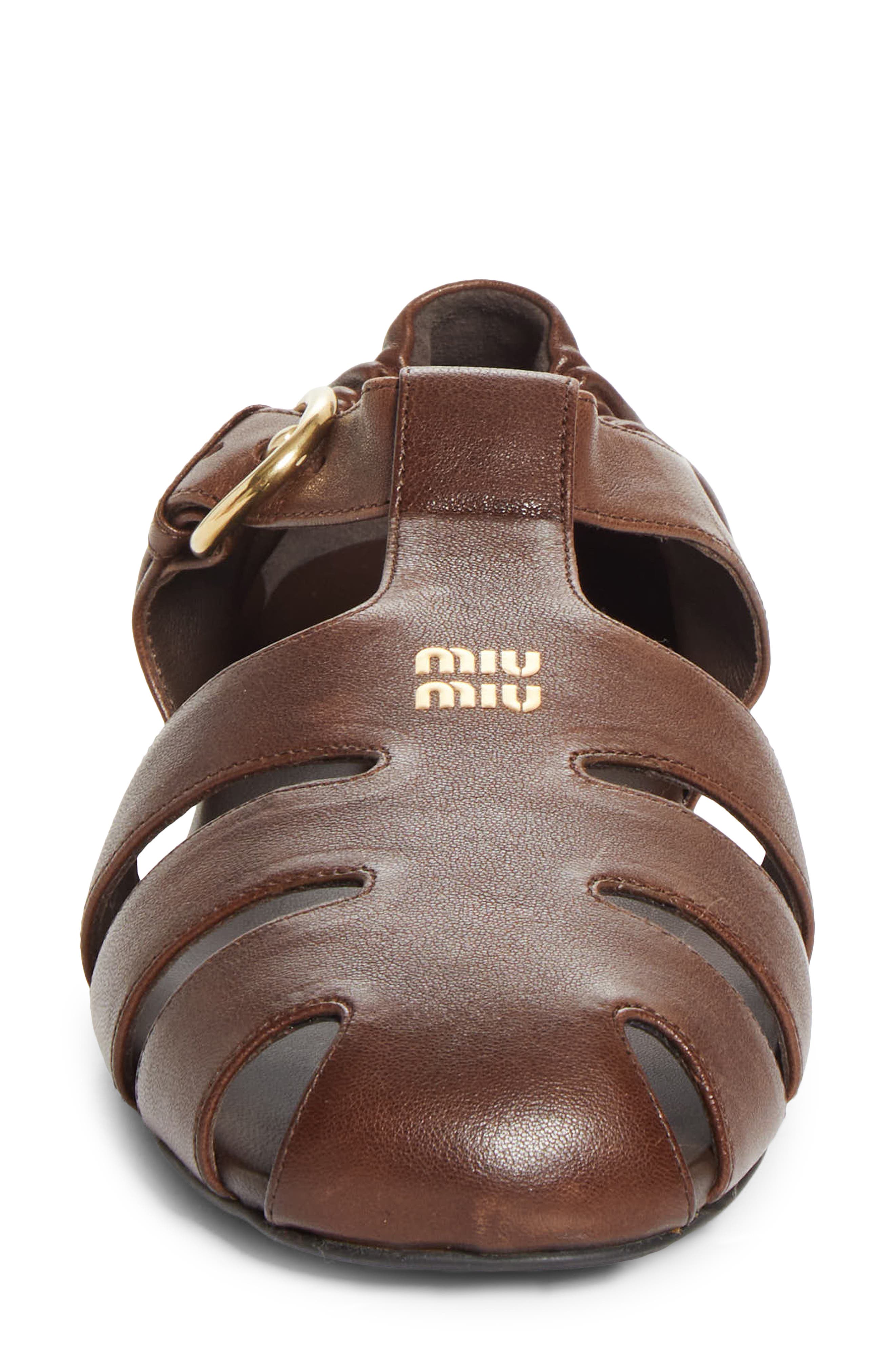 Miu Miu Ruches Fisherman Sandal, Alternate, color, 