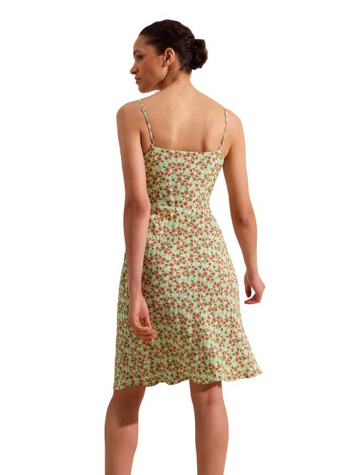 Ro&zo Sleeveless Ditsy Floral Mini Dress In Green