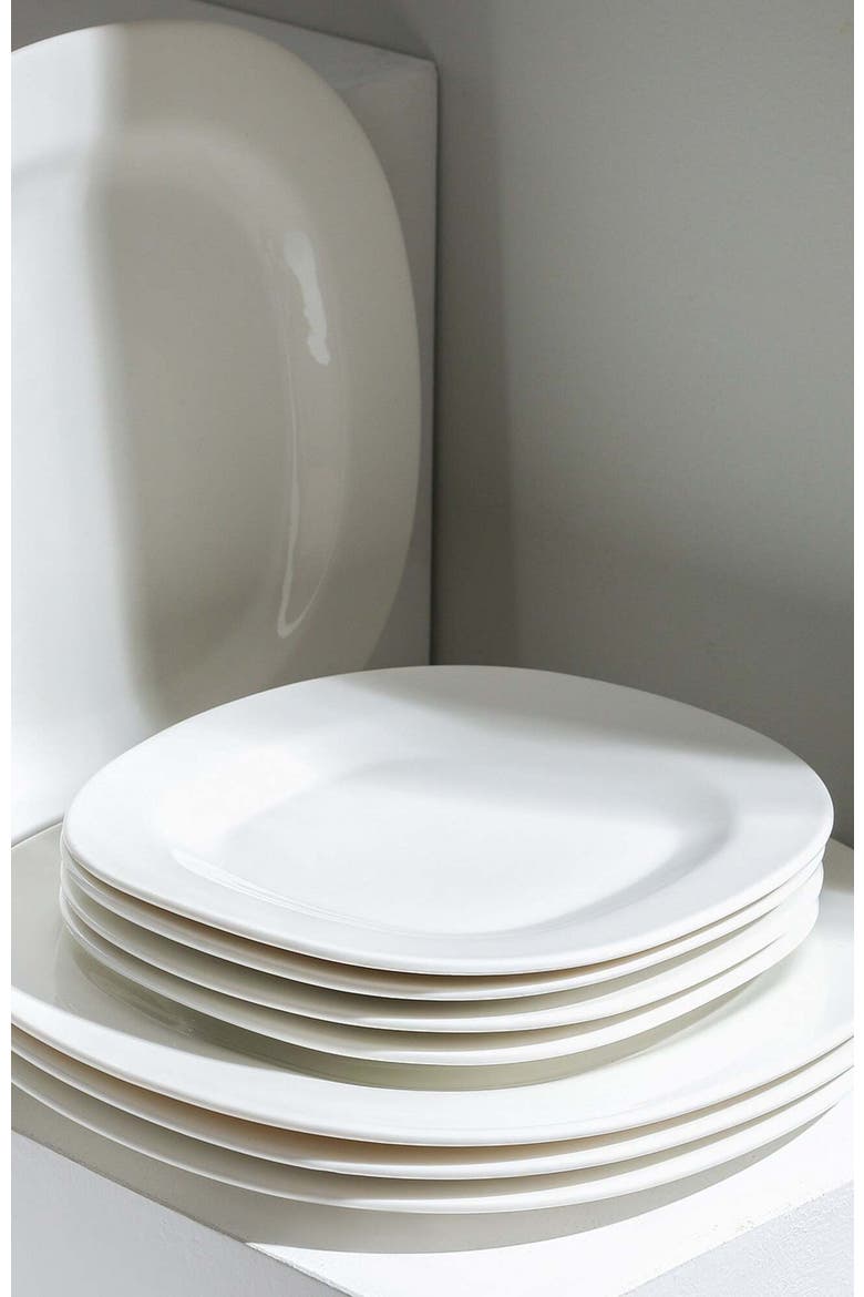 Quadro Porcelain 4-Piece Dinner Plate Set, Alternate, color, White