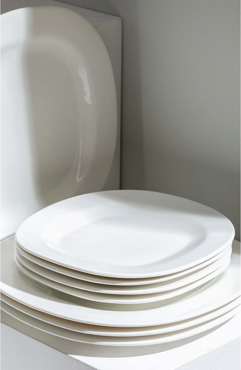 Stone Lain Quadro Porcelain 4-Piece Dinner Plate Set, Alternate, color, White