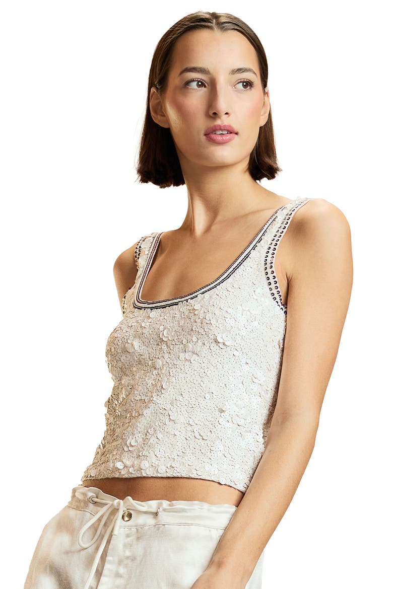 Sequin Scoop Neck Tank, Main, color, White