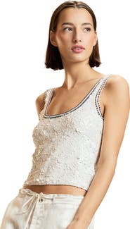 Cynthia Rowley Sequin Scoop Neck Tank