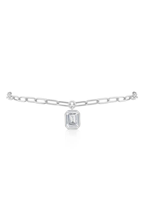Emerald Cut Cubic Zirconia Charm Anklet