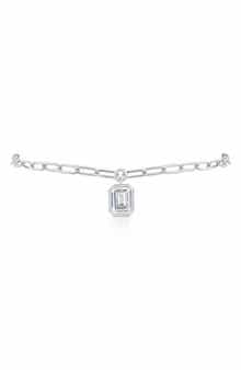 Emerald Cut Cubic Zirconia Charm Anklet
