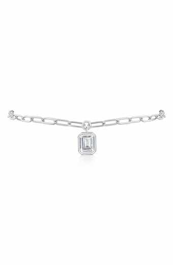 Emerald Cut Cubic Zirconia Charm Anklet