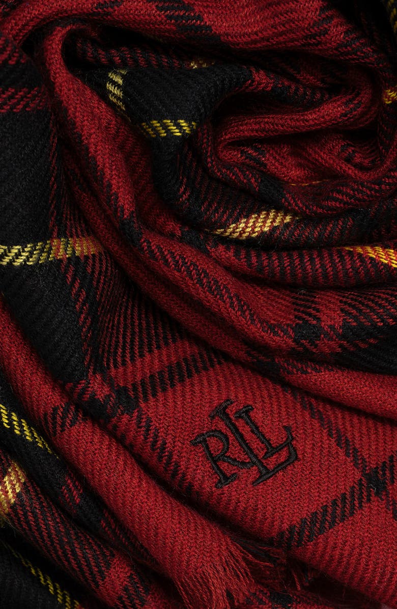 ZZDNU Lauren Ralplh Lauren Light Weight Woven Square Scarf, Alternate, color, Red Plaid