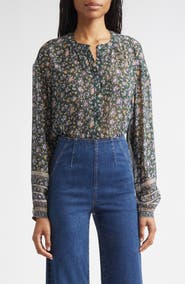 Veronica Beard Lollie Floral Silk Button-Up Shirt