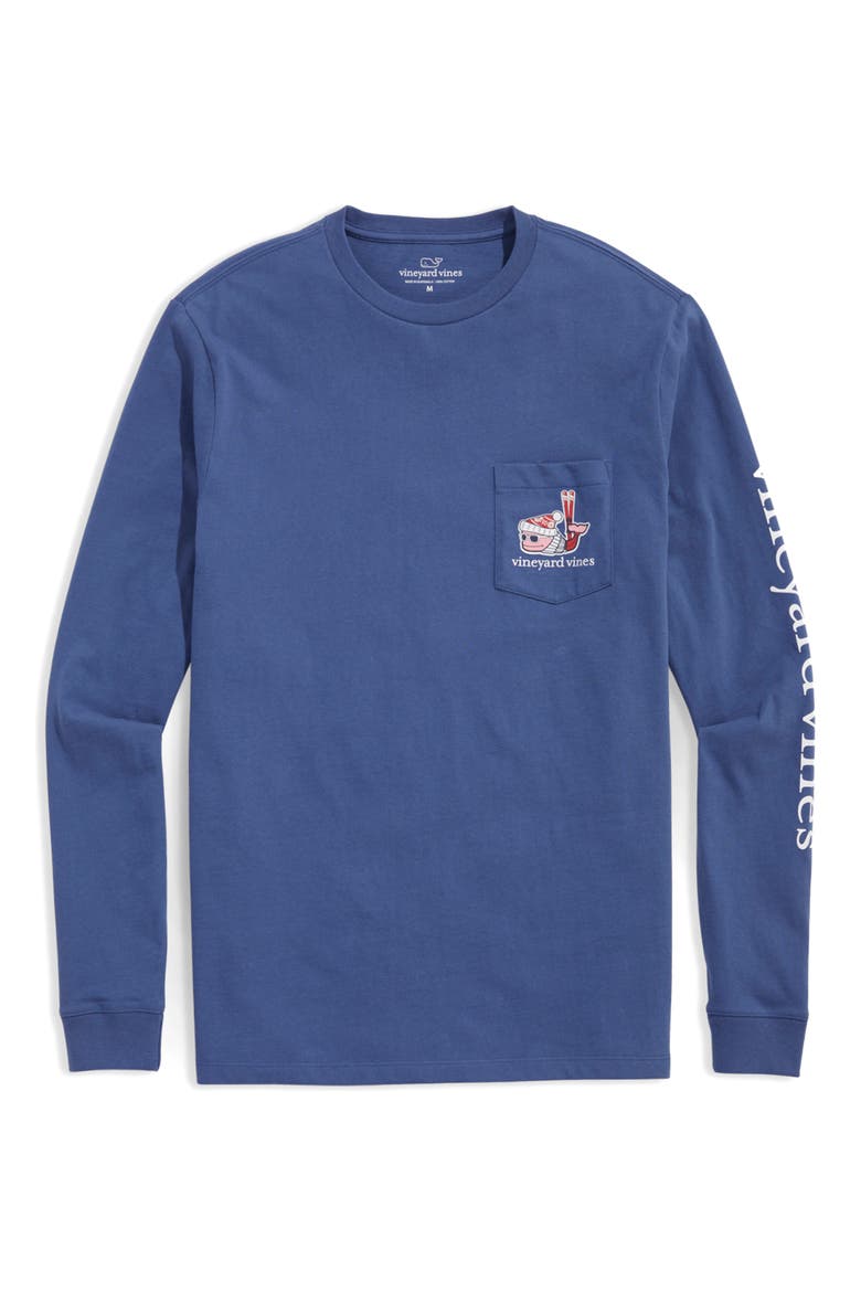 Après Ski Whale Long Sleeve Cotton Graphic Pocket T-Shirt, Main, color, MOONSHINE