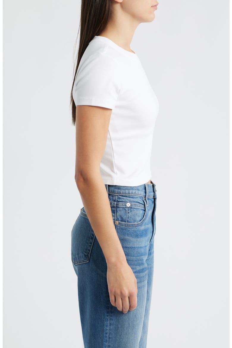 Crop Stretch Cotton T-Shirt, Alternate, color, WHITE