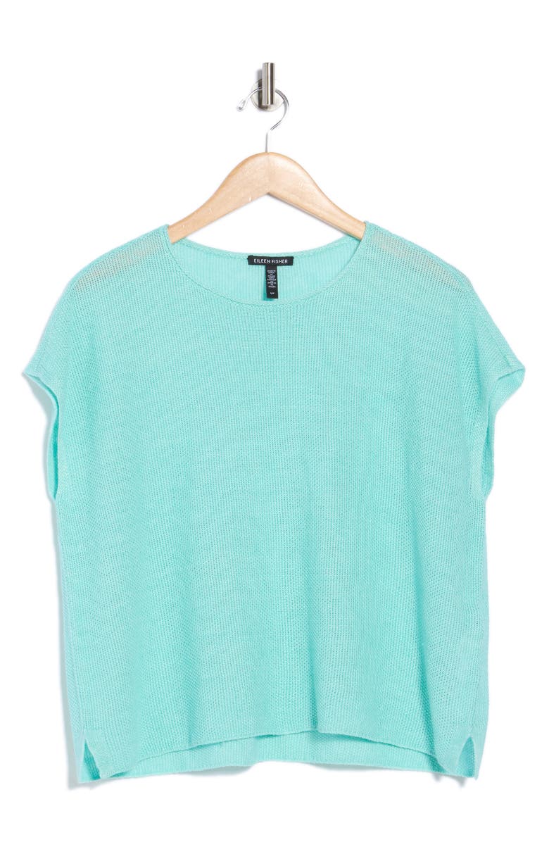 Eileen Fisher Dolman Sleeve Organic Linen Top, Alternate, color, Aqua