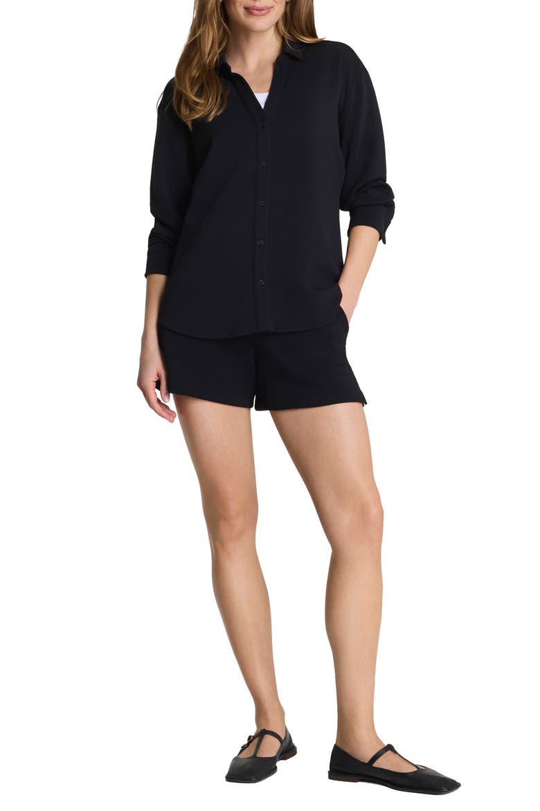 AirEssentials Oversize Button-Up Shirt, Alternate, color, VERY BLACK
