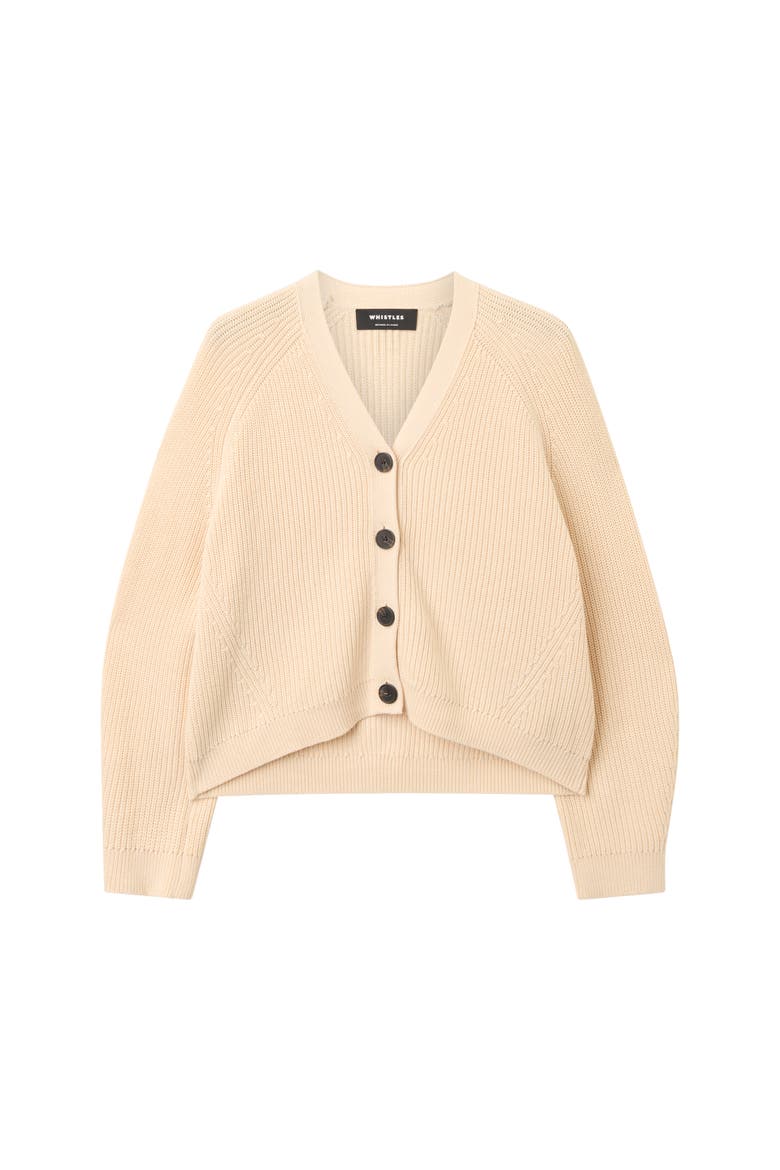 Cotton V-Neck Cardigan, Alternate, color, Ivory