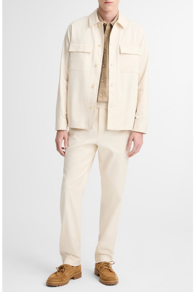 Stretch Linen & Cotton Chore Coat, Alternate, color, BONE
