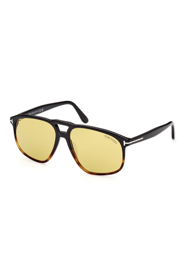 58mm Navigator Sunglasses, Alternate, color, BLACK / BROWN