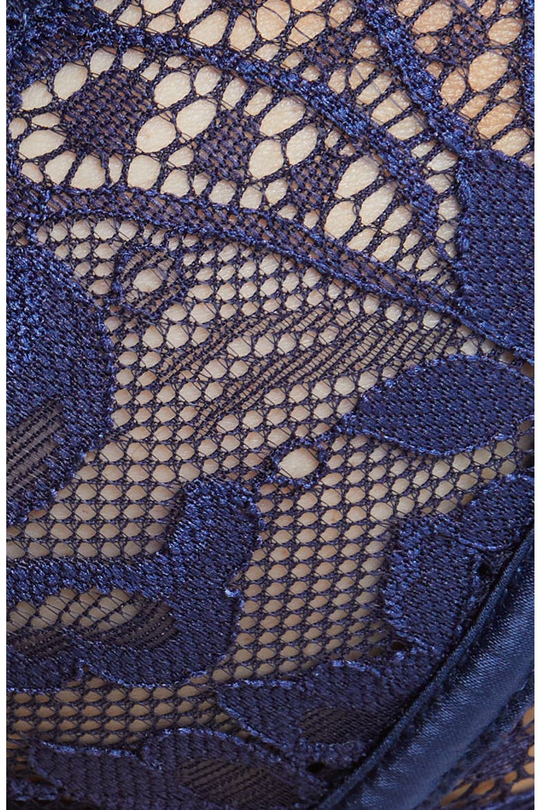 Andie Lace Trim Mesh Underire Bra & Thong Set, Alternate, color, ESTATE BLUE
