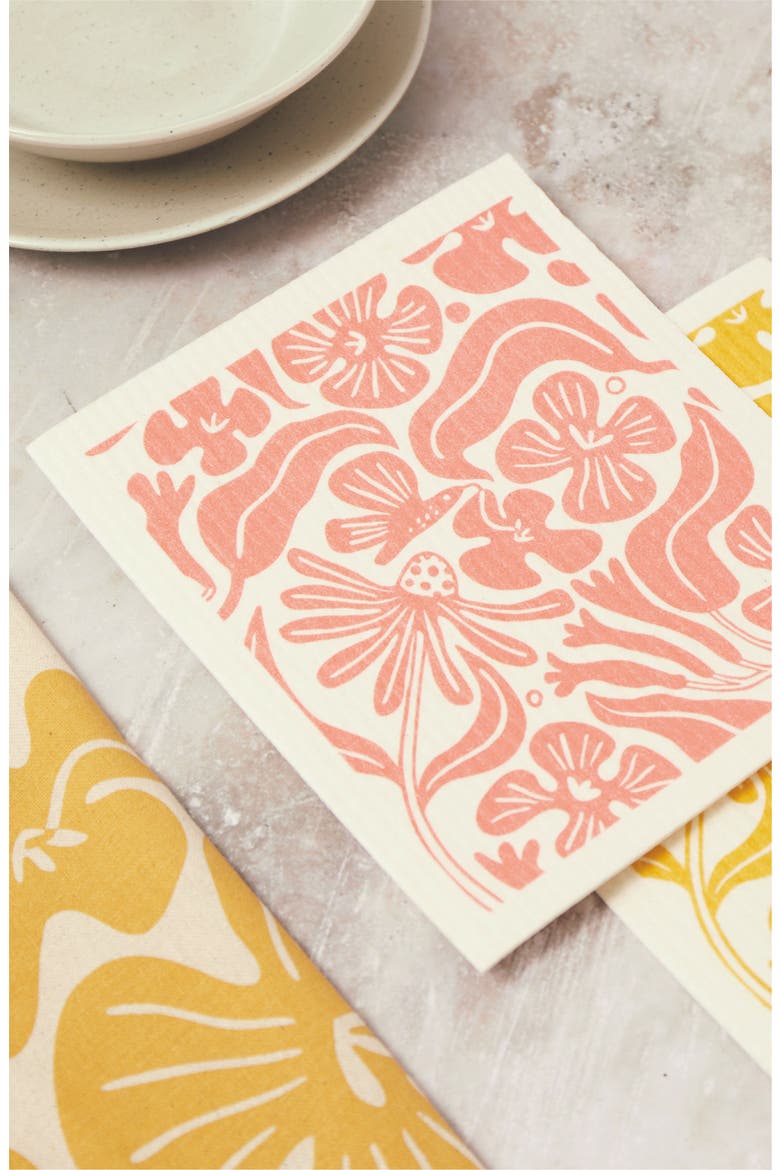 Tea Towels - Flora Set of 2 + Dishcloths Set of 2 - Flora, Alternate, color, Flora