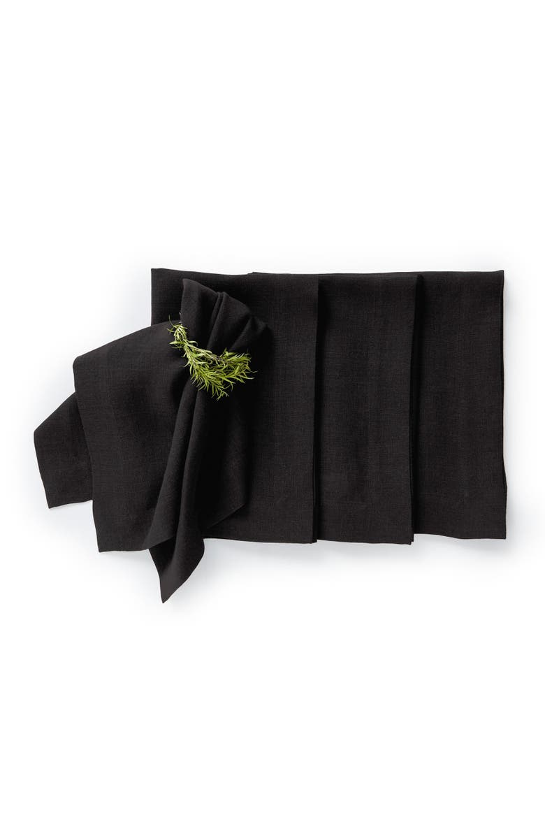 Solino Home Linen Dinner Napkins - Sonoma, 20" x 20", Main, color, Black