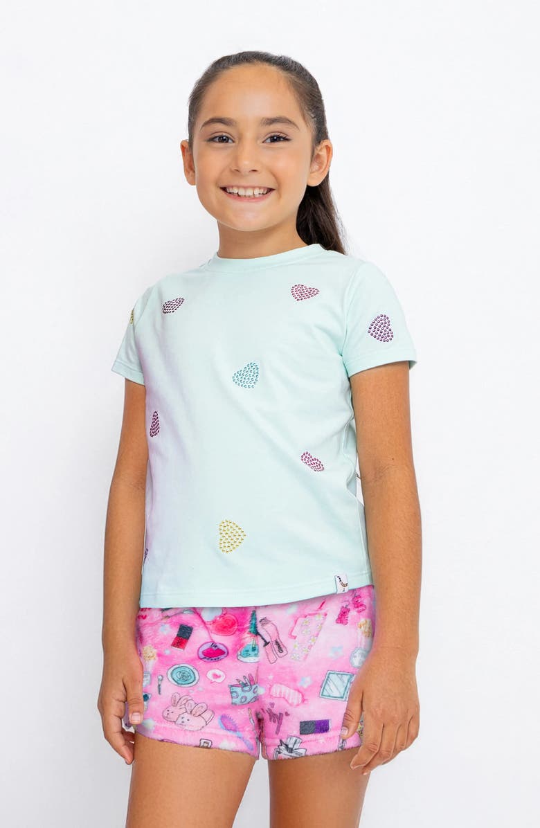 Preppy Goose Plush Slumber Party loungewear Shorts, Alternate, color, Pink Multi