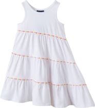 Andy & Evan Kids' Pompom Trim Asymmetric Dress
