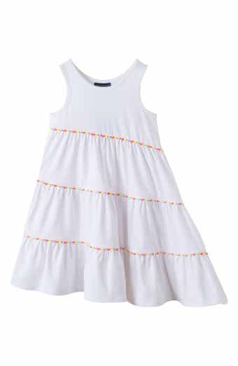 Andy & Evan Kids' Pompom Trim Asymmetric Dress