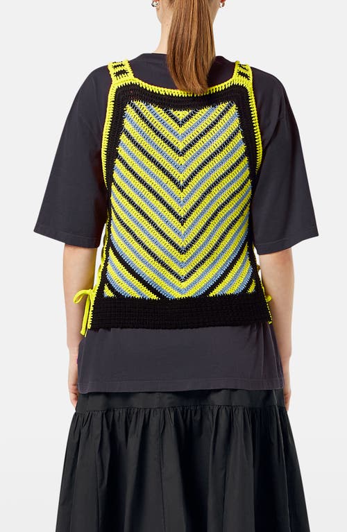 Scotch & Soda Stripe Crochet Knit Graphic Sweater Vest In Washed Black