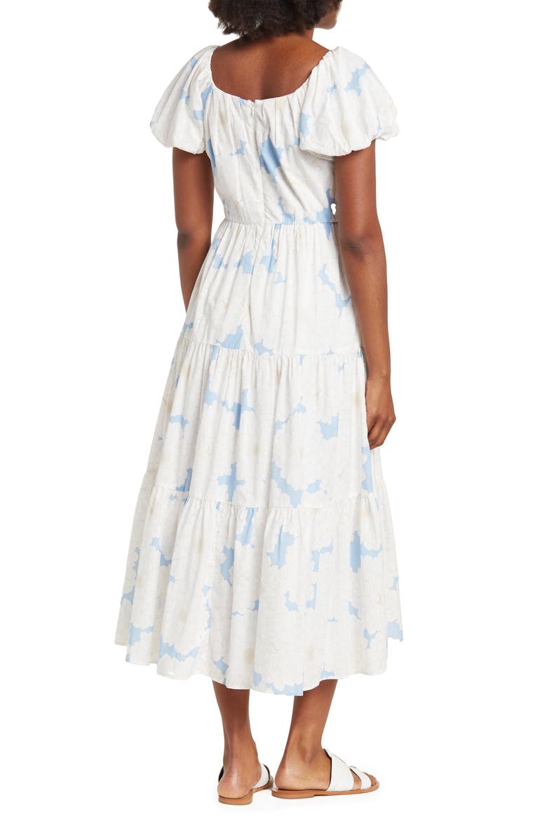Floral Tiered Puff Sleeve Maxi Dress, Alternate, color, SERENE MULTI
