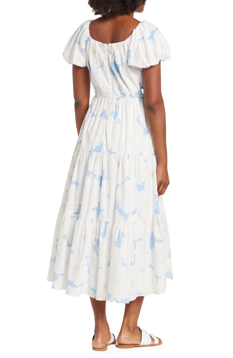 Calvin Klein Floral Tiered Puff Sleeve Maxi Dress, Alternate, color,