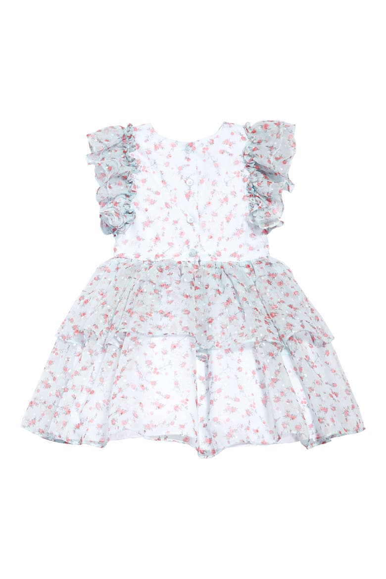 Kids' Floral Chiffon Ruffle Dress, Alternate, color, BLUE
