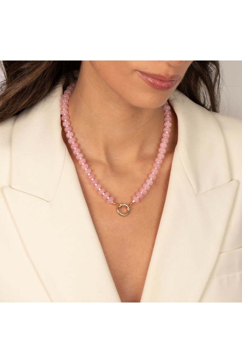 Light Pink Beaded Clicker Necklace, Alternate, color, Light Pink