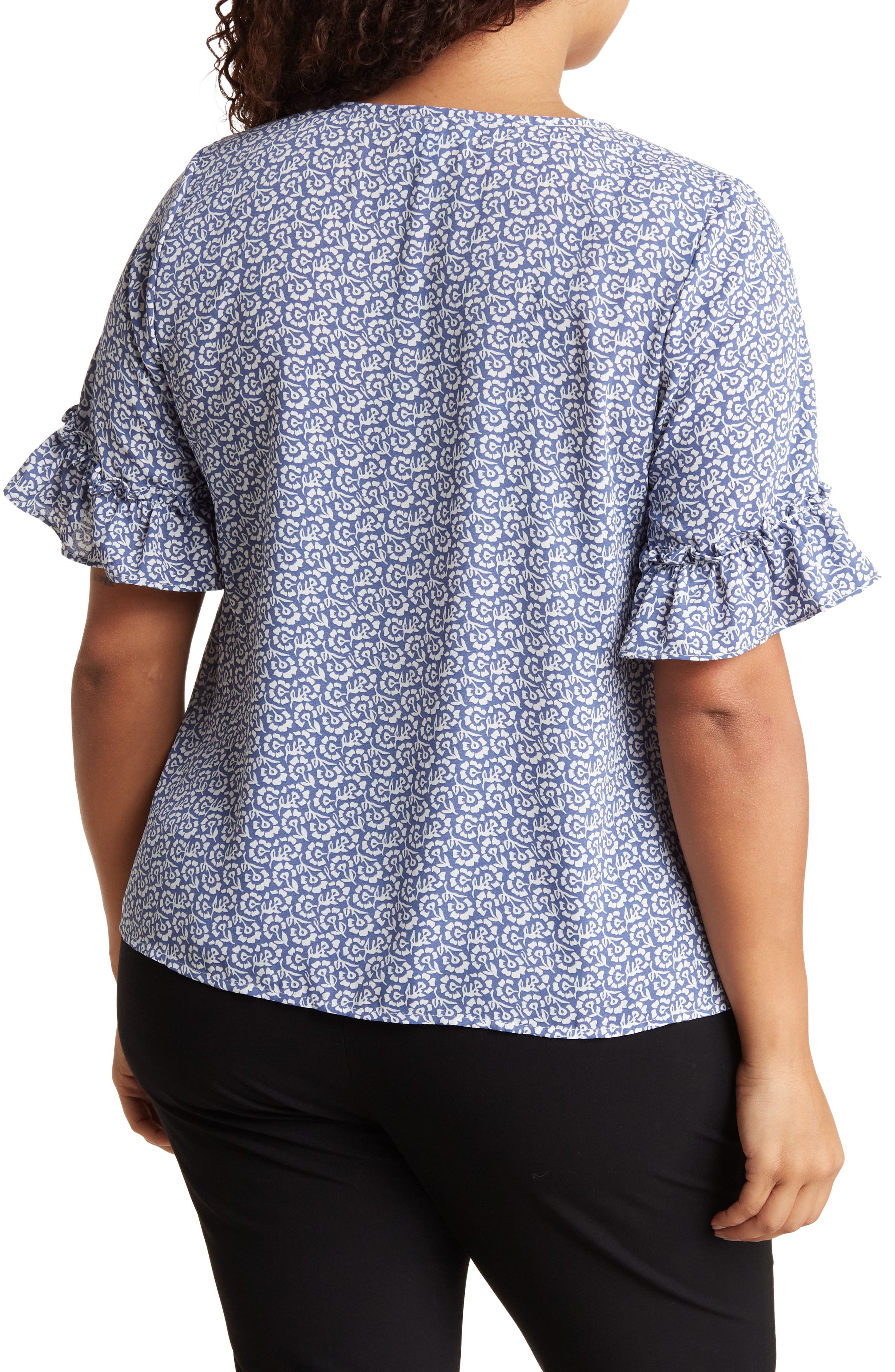 Double Flutter Sleeve Button Front Blouse - image 4