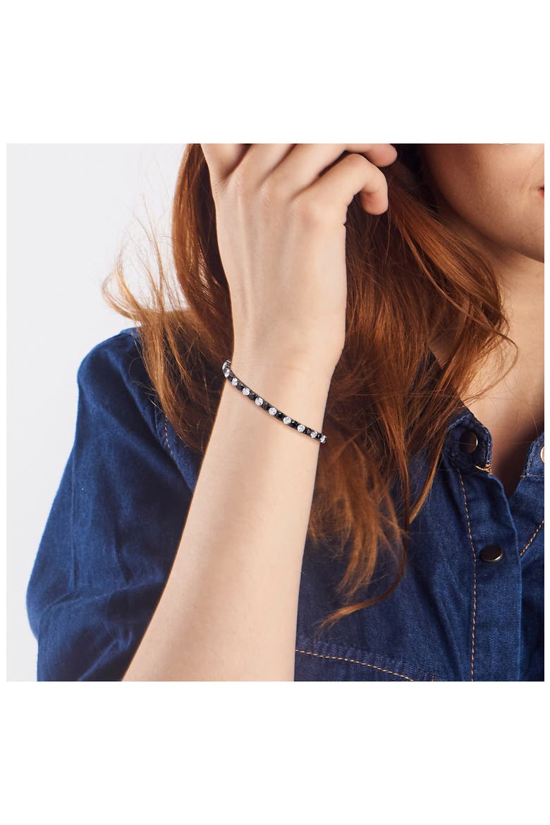 Men's Sterling Silver Lab Created Sapphire Bracelet, Alternate, color, BLACK