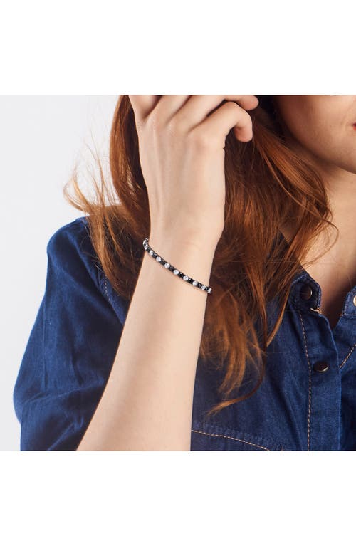Delmar Sterling Silver Lab Created Sapphire Bracelet In Black