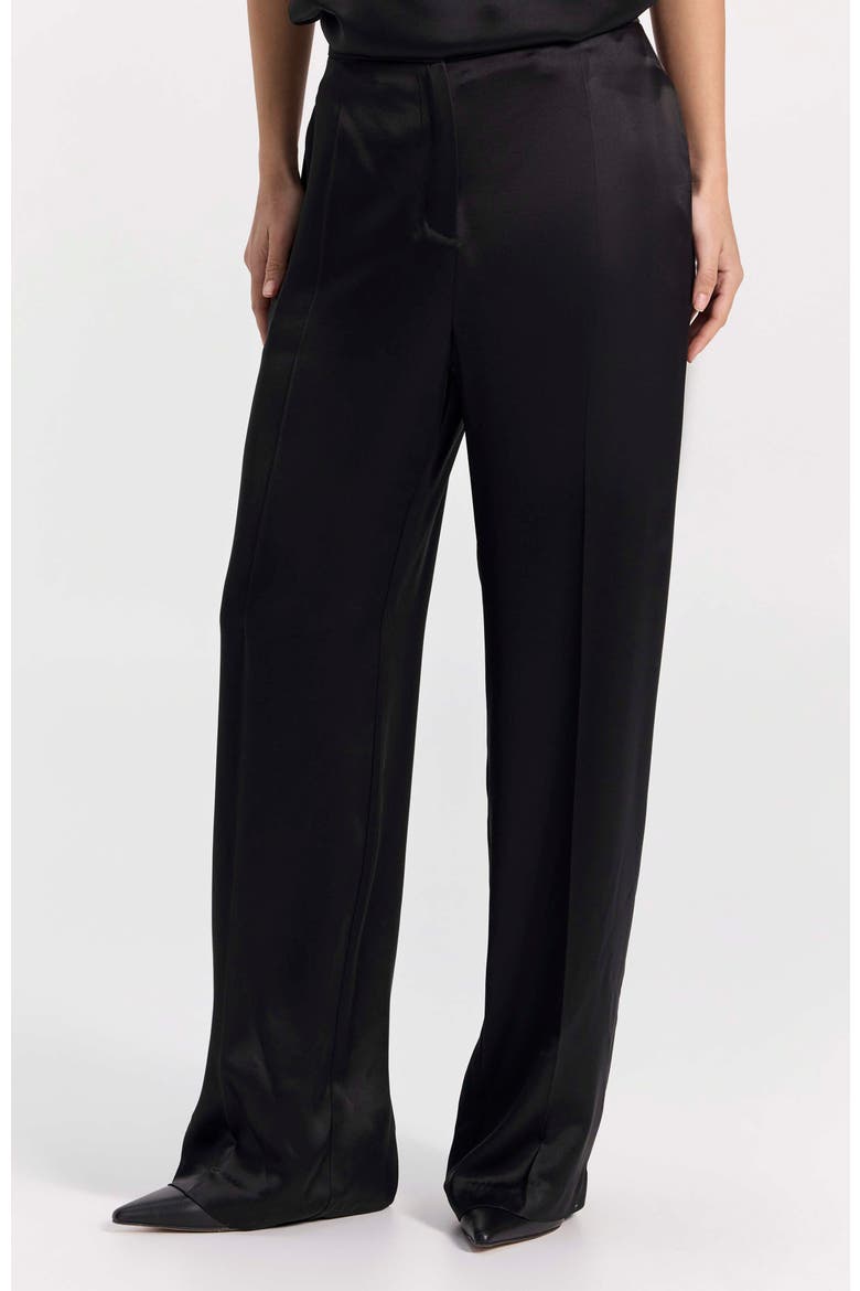 Wide-Leg Satin Pants, Main, color, Black