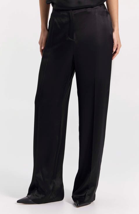 Wide-Leg Satin Pants