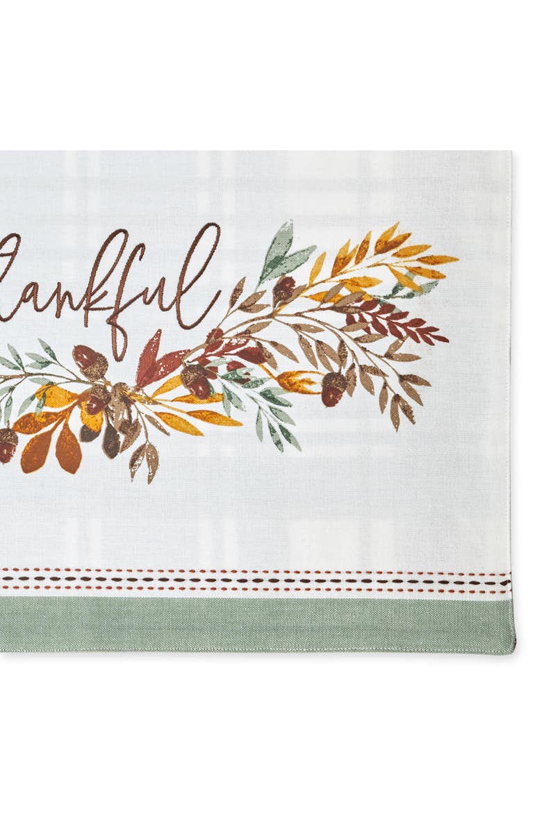 Design Imports Set of 4 Thankful Reversible Embroidered Cotton Placemats, Alternate, color, Falls Bounty