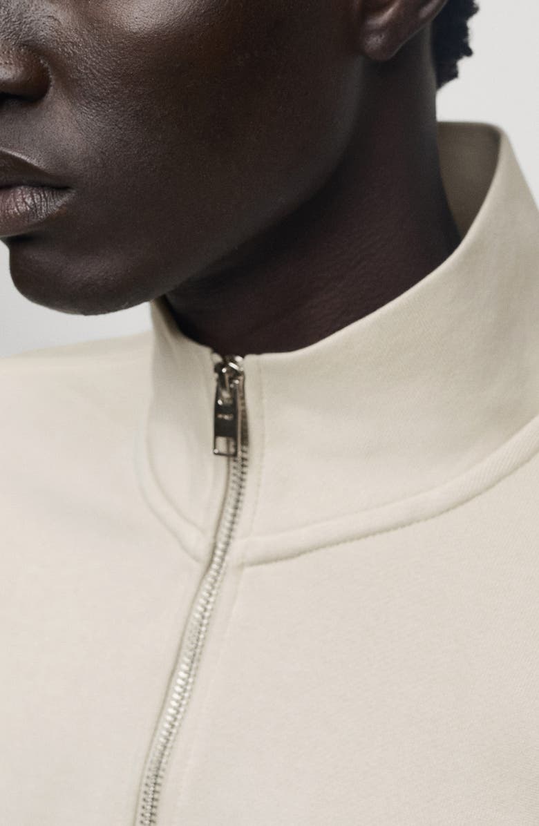 MANGO Regular Fit Half Zip Cotton Sweatshirt, Alternate, color, Ice Grey